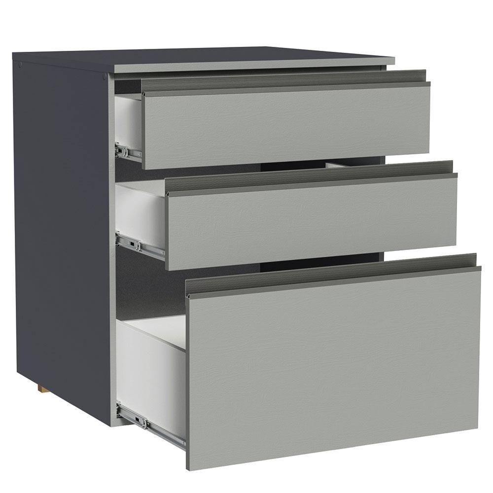 Balcão 60 Cm 3 Gavetas Suspenso Cinza Nice Madesa Cinza - 7