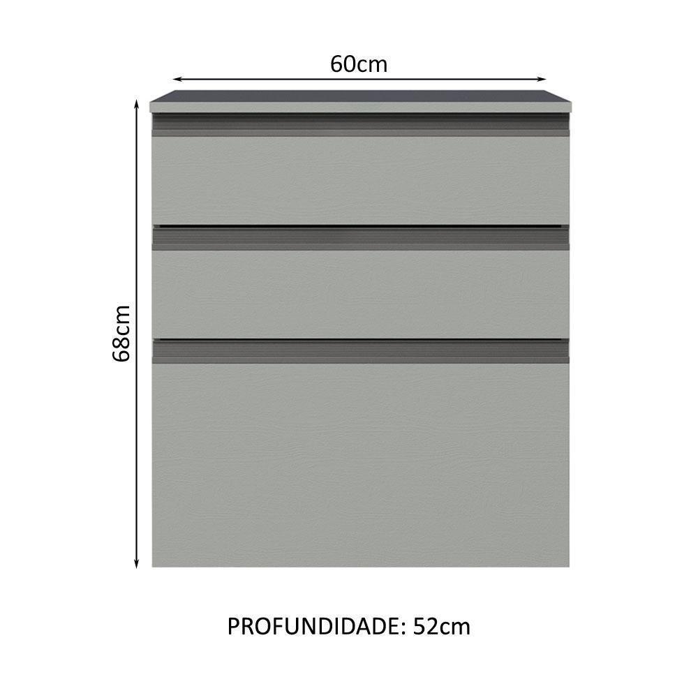 Balcão 60 Cm 3 Gavetas Suspenso Cinza Nice Madesa Cinza - 10