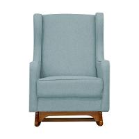 Poltrona De Amamentação Balanço E Puff Sofia Linho Cinza Medio - 2