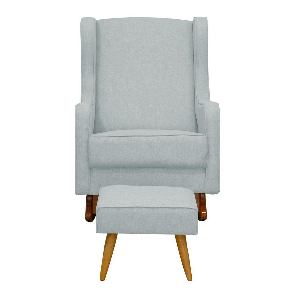 Poltrona De Amamentação Balanço E Puff Sofia Linho Cinza Claro - 2