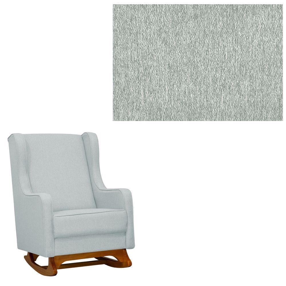 Poltrona De Amamentação Balanço E Puff Sofia Linho Cinza Claro - 3