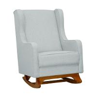 Poltrona De Amamentação Balanço E Puff Sofia Linho Cinza Claro - 6