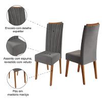Conjunto Com 2 Cadeiras Estofadas Veludo Sala De Jantar Sofia Viero Madeirado / Cinza - 3