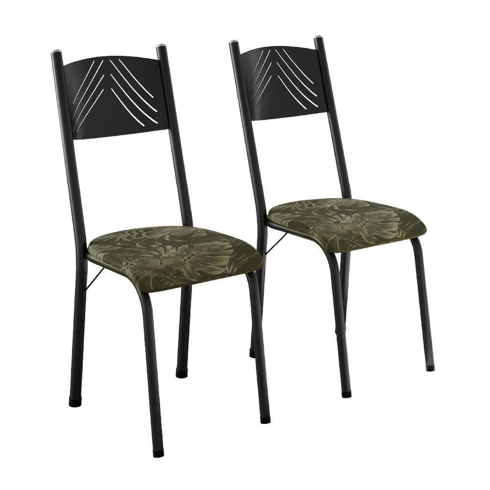 Conjunto Com 2 Cadeiras Liz Artefamol Preto/flor - 1