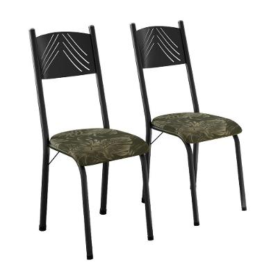 Conjunto Com 2 Cadeiras Liz Artefamol Preto/flor