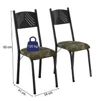 Conjunto Com 2 Cadeiras Liz Artefamol Preto/flor - 2