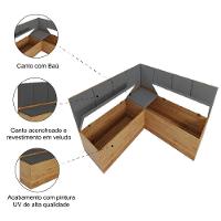 Canto Alemão Com Baú Liebe Veludo Viero Madeirado / Cinza