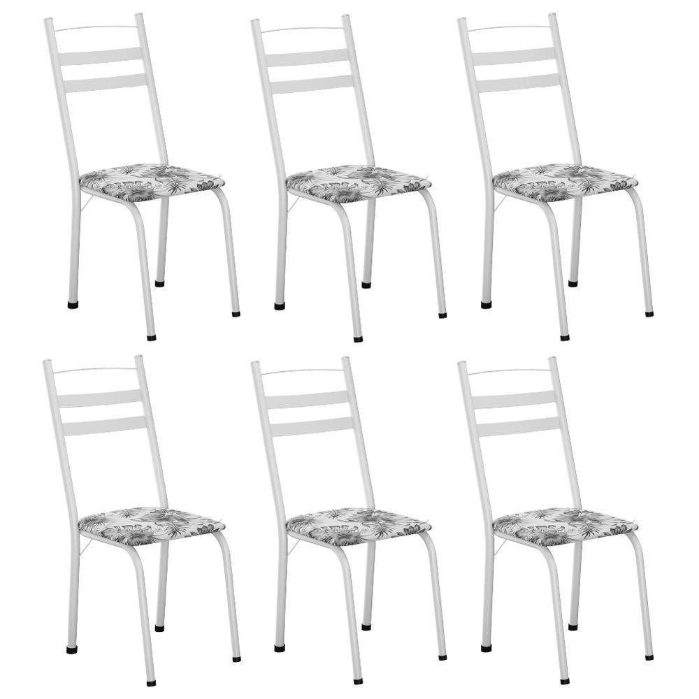 Conjunto Com 6 Cadeiras Leia Artefamol Branc/flor - 1