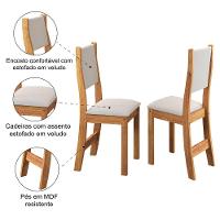 Conjunto Com 2 Cadeiras Estofadas Veludo Sone Sala De Jantar Viero Madeirado/off White - 3