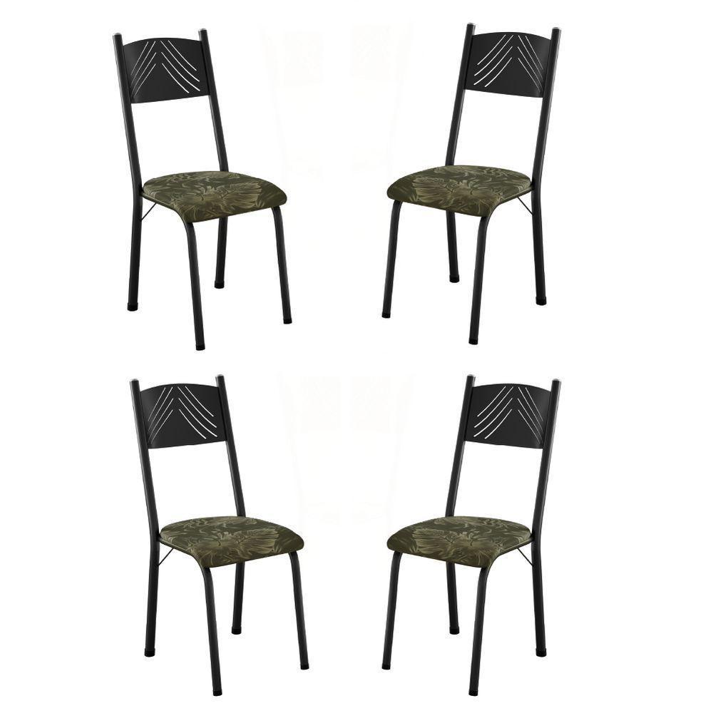 Conjunto Com 4 Cadeiras Liz Artefamol Preto/flor - 1