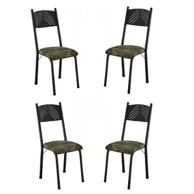 Conjunto Com 4 Cadeiras Liz Artefamol Preto/flor