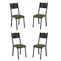 Conjunto Com 4 Cadeiras Liz Artefamol Preto/flor - 1