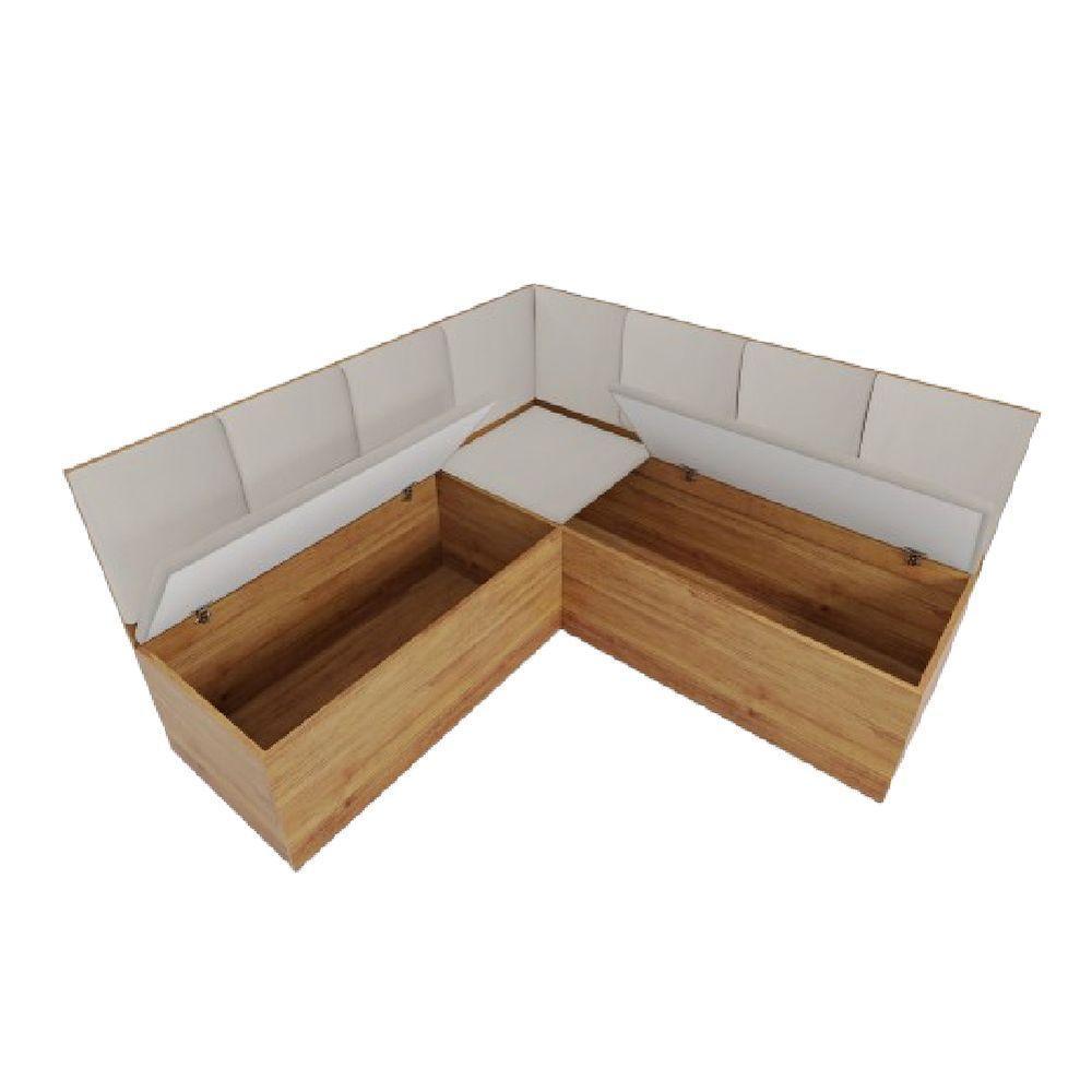 Canto Alemão Com Baú Liebe Veludo Viero Madeirado/off White - 2