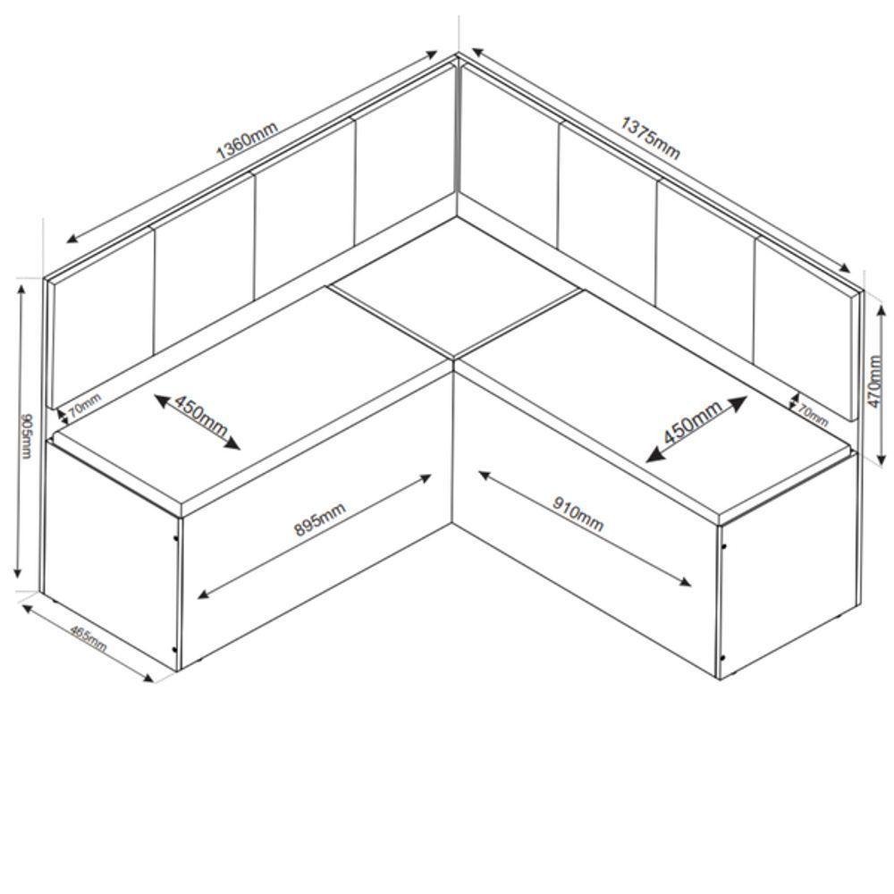 Canto Alemão Com Baú Liebe Veludo Viero Madeirado/off White - 3