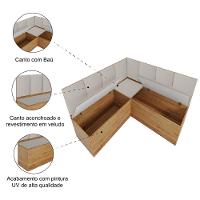 Canto Alemão Com Baú Liebe Veludo Viero Madeirado/off White