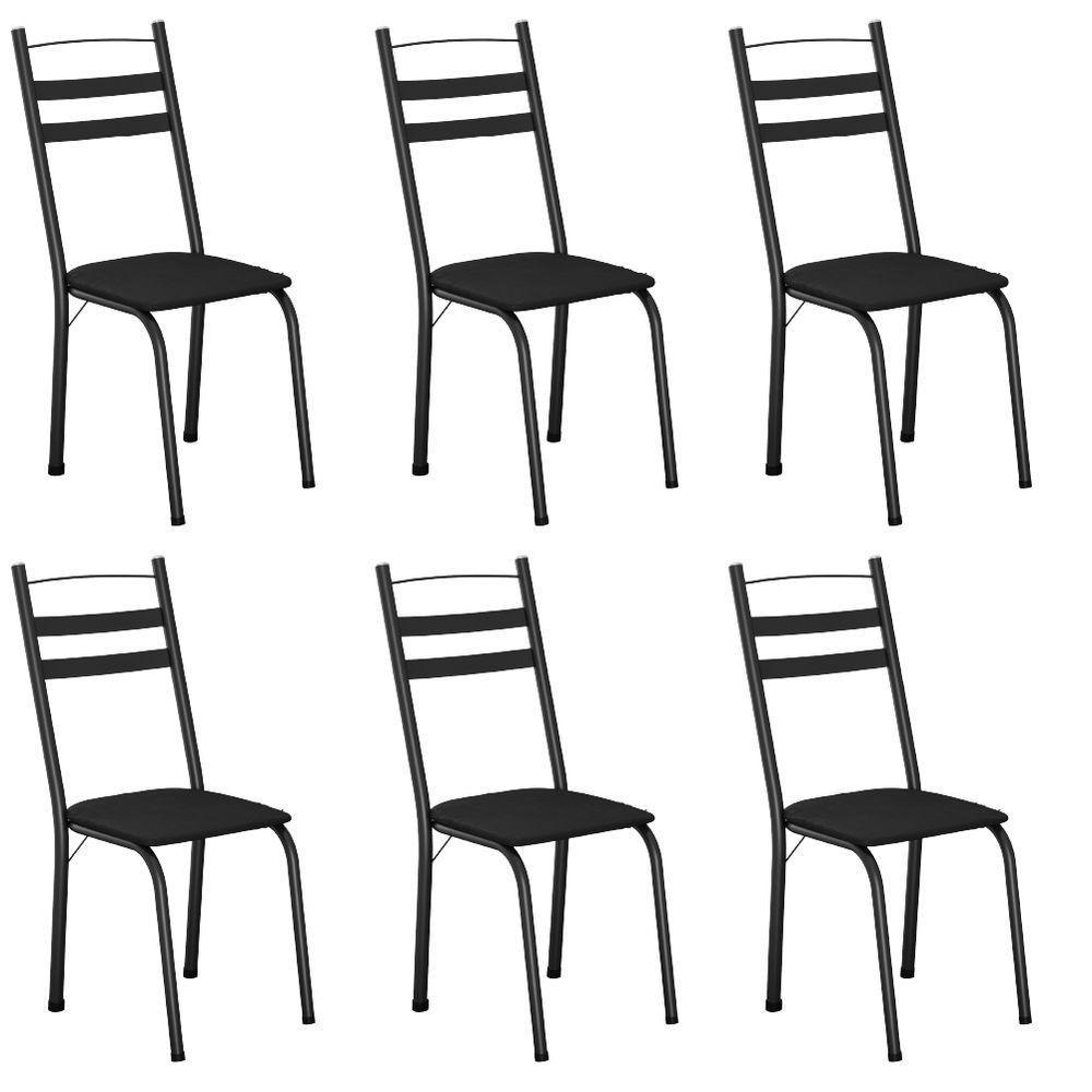 Conjunto Com 6 Cadeiras Leia Artefamol Preto - 1