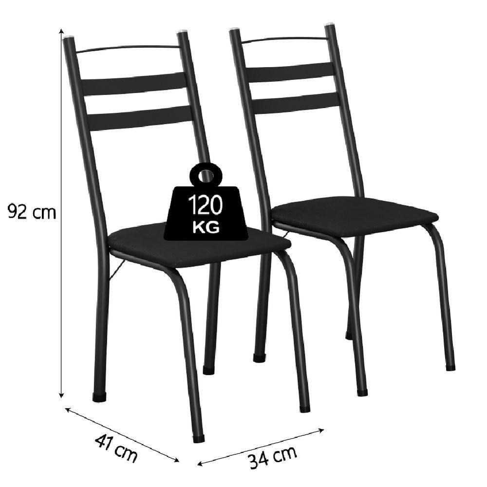 Conjunto Com 6 Cadeiras Leia Artefamol Preto - 2