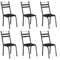 Conjunto Com 6 Cadeiras Leia Artefamol Preto - 1