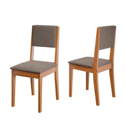 Conjunto 2 Cadeiras Estofada Sala De Jantar Trento Dobuê Madeirado/mascavo