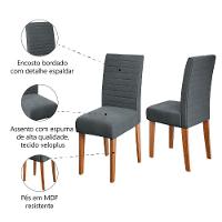 Conjunto 2 Cadeiras Estofada Sala De Jantar Creta Dobuê Madeirado/grafite - 3