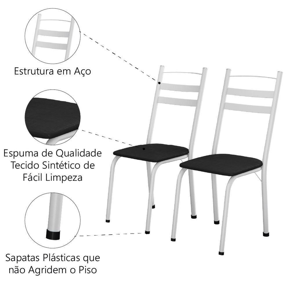 Conjunto Com 6 Cadeiras Leia Artefamol Branco / Preto - 3