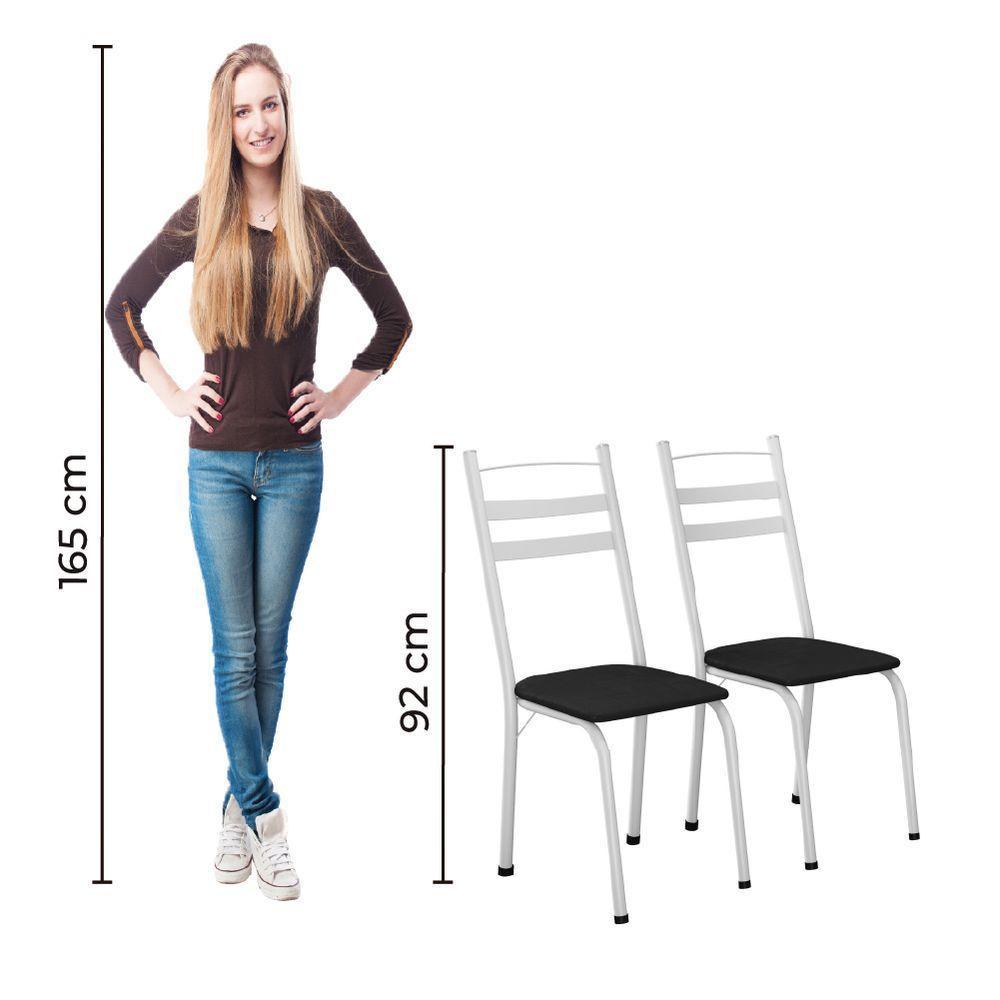 Conjunto Com 6 Cadeiras Leia Artefamol Branco / Preto - 4