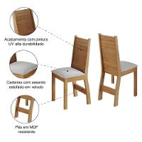 Conjunto 2 Cadeiras Veludo Sala De Jantar Kate Viero Madeirado/off White - 3