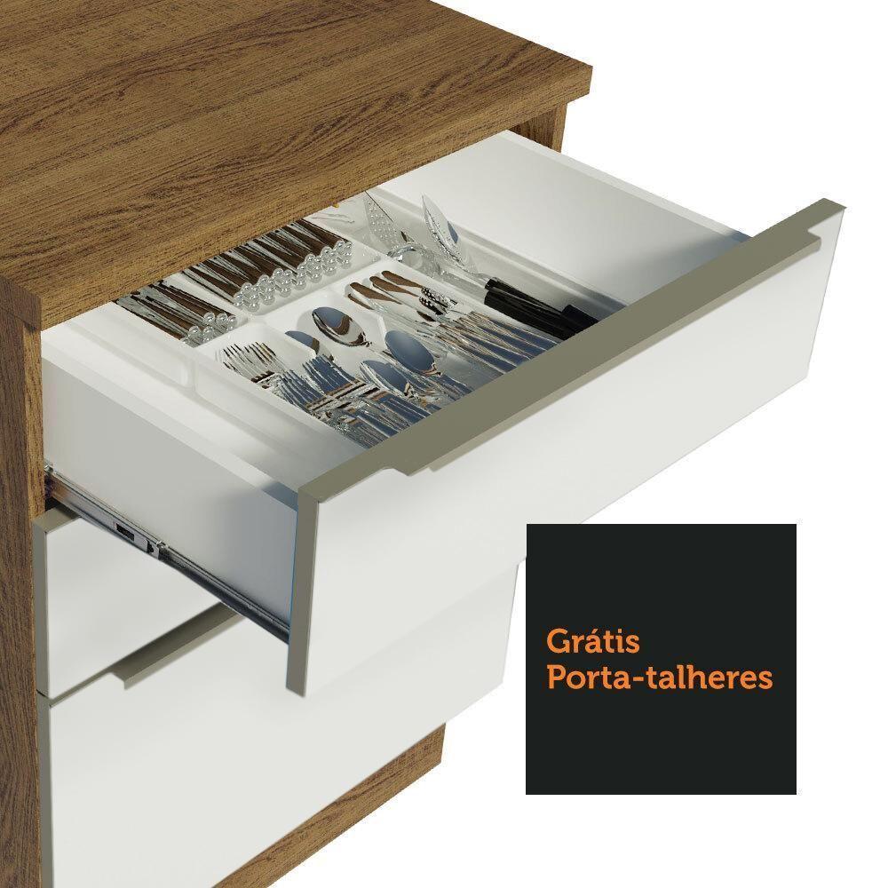 Balcão 60 Cm 3 Gavetas (sem Tampo) Rustic/Branco Veludo - 8