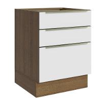 Balcão 60 Cm 3 Gavetas (sem Tampo) Rustic/Branco Veludo - 1