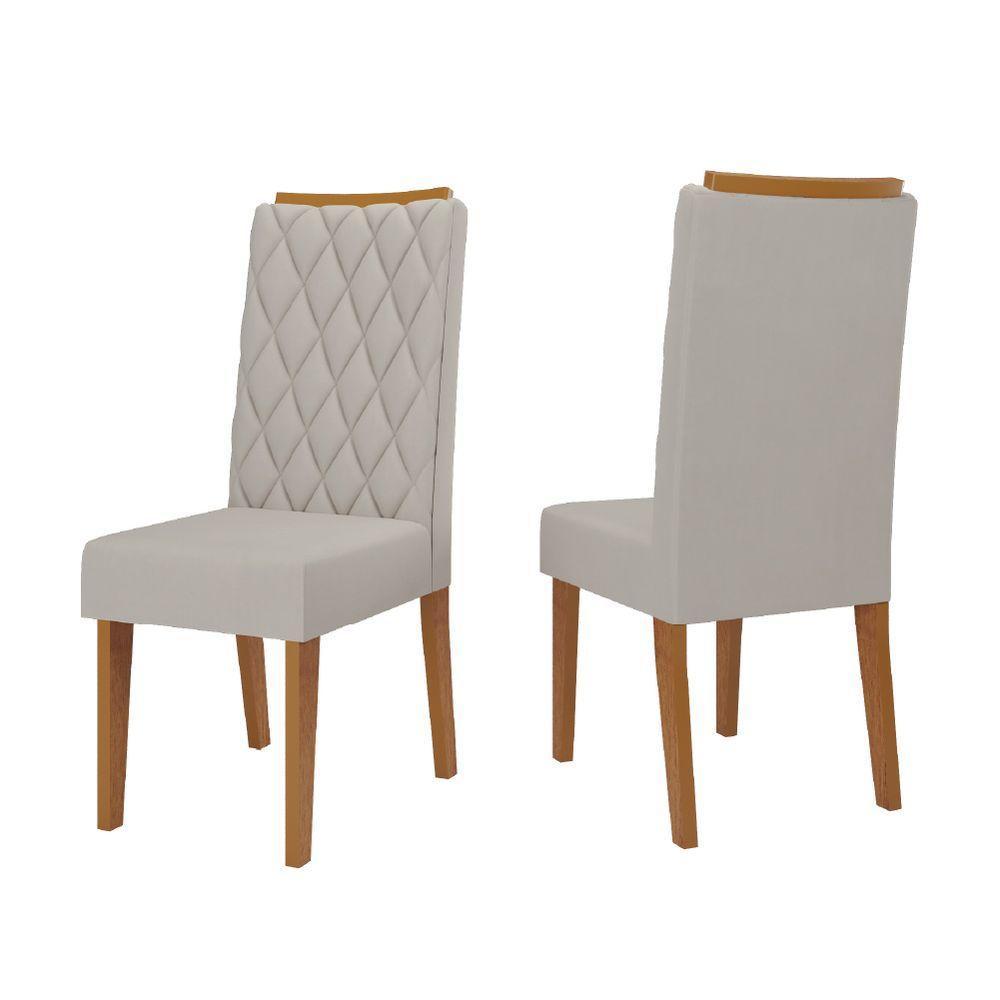 Conjunto Com 2 Cadeiras Estofadas Veludo Sala De Jantar Bele Viero Madeirado / Bege - 1