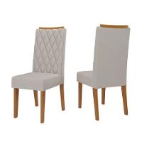 Conjunto Com 2 Cadeiras Estofadas Veludo Sala De Jantar Bele Viero Madeirado / Bege - 1