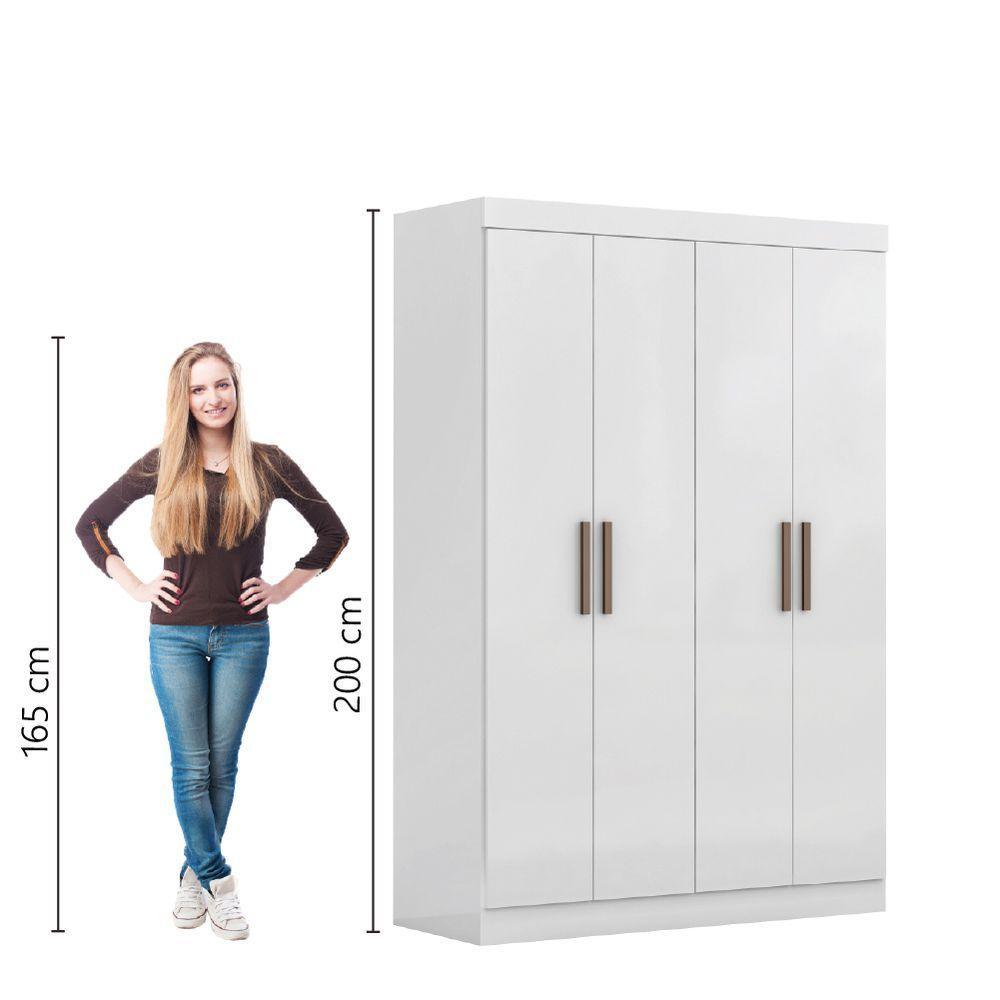 Modulo De Guarda Roupas Para Quarto 4 Portas E 2 Gavetas Madrid Maxel Branco - 5