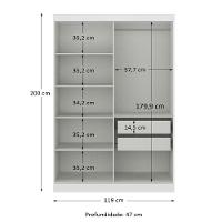 Modulo De Guarda Roupas Para Quarto 4 Portas E 2 Gavetas Madrid Maxel Branco - 3