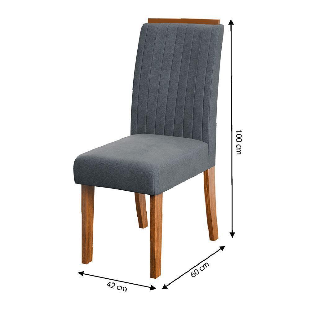 Conjunto De 2 Cadeiras Estofada Sala De Jantar Grécia Dobuê Madeirado/grafite - 2