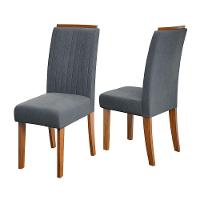 Conjunto De 2 Cadeiras Estofada Sala De Jantar Grécia Dobuê Madeirado/grafite - 1