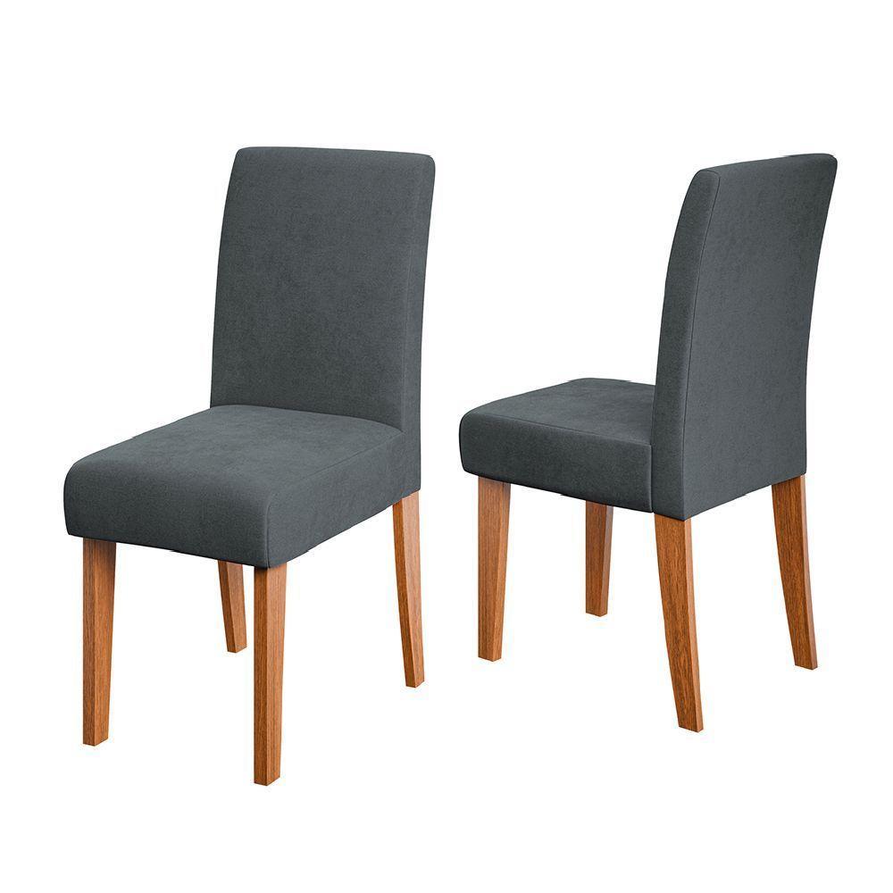 Conjunto 2 Cadeiras Estofada Sala De Jantar Trieste Dobuê Madeirado/grafite - 1