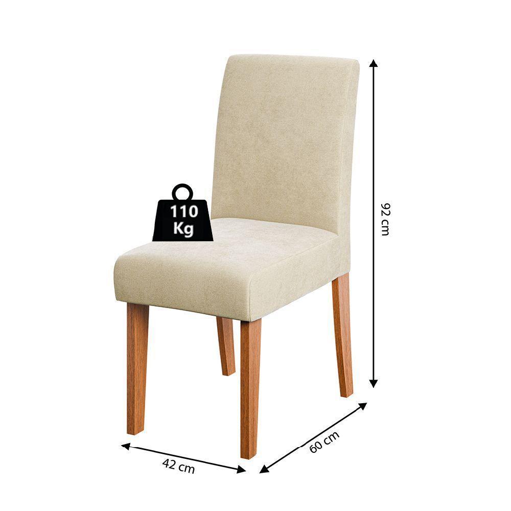 Conjunto 2 Cadeiras Estofada Sala De Jantar Trieste Dobuê Madeirado / Bege - 2