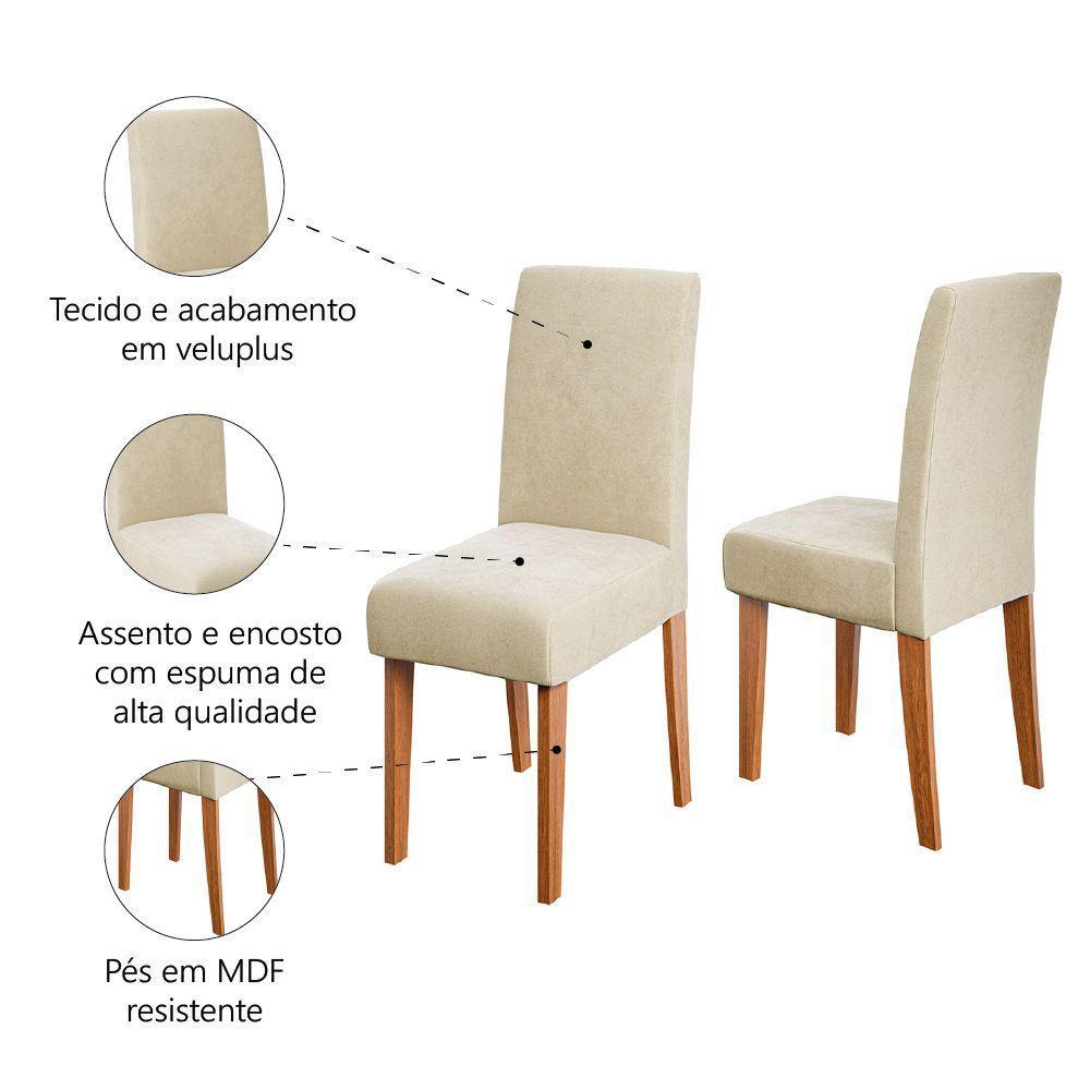 Conjunto 2 Cadeiras Estofada Sala De Jantar Trieste Dobuê Madeirado / Bege - 3
