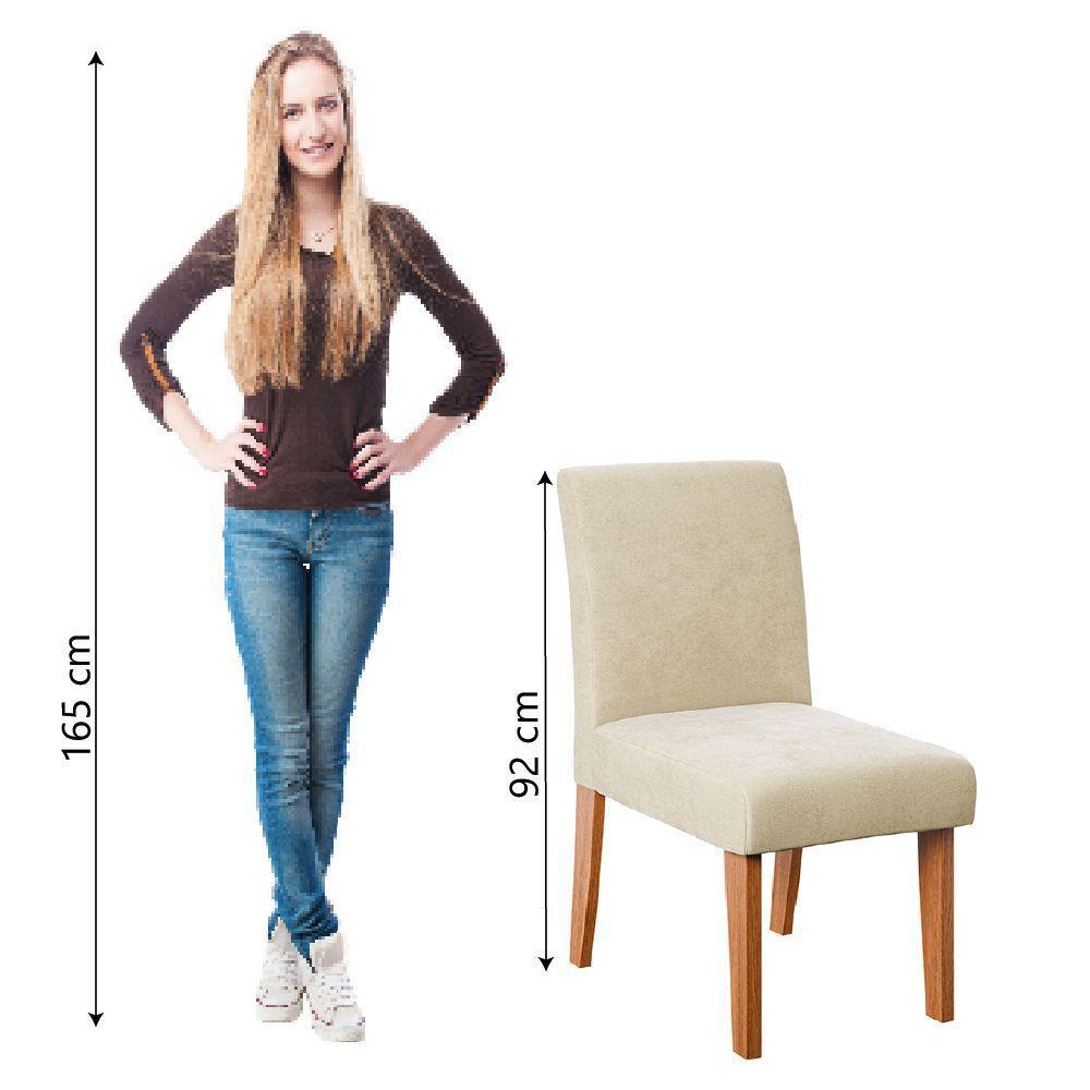 Conjunto 2 Cadeiras Estofada Sala De Jantar Trieste Dobuê Madeirado / Bege - 4