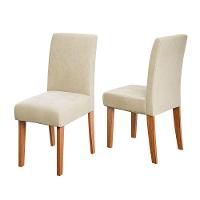 Conjunto 2 Cadeiras Estofada Sala De Jantar Trieste Dobuê Madeirado / Bege - 1