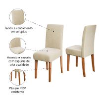 Conjunto 2 Cadeiras Estofada Sala De Jantar Trieste Dobuê Madeirado / Bege - 3