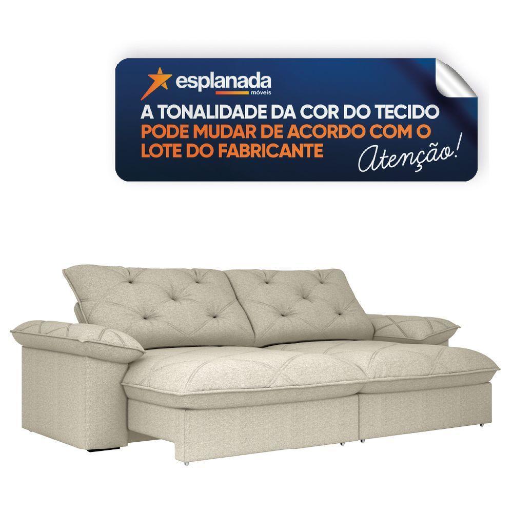 Sofá Retrátil E Reclinável Bipartido Molas Ensacadas 2,60m 4 Lugares Amsterdã Linho Bege Luizzi Bege - 5