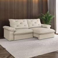 Sofá Retrátil E Reclinável Bipartido Molas Ensacadas 2,60m 4 Lugares Amsterdã Linho Bege Luizzi Bege - 2