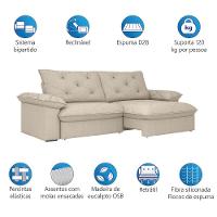 Sofá Retrátil E Reclinável Bipartido Molas Ensacadas 2,60m 4 Lugares Amsterdã Linho Bege Luizzi Bege