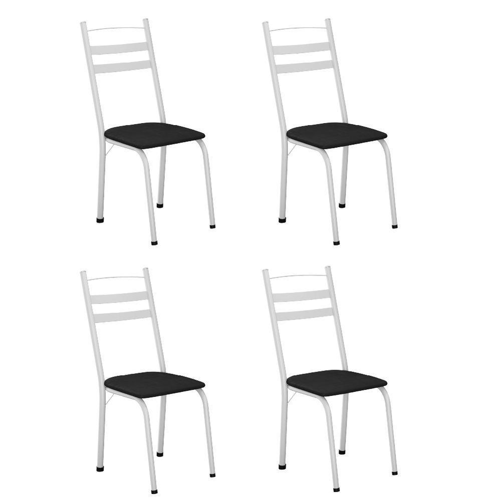 Conjunto Com 4 Cadeiras Leia Artefamol Branco / Preto - 1