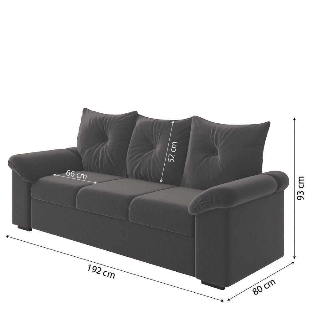 Conjunto De Sofá 2 E 3 Lugares Taurus Veludo Mamflex Cinza - 3