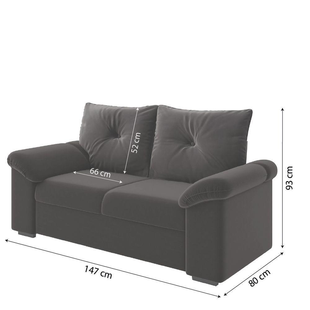 Conjunto De Sofá 2 E 3 Lugares Taurus Veludo Mamflex Cinza - 4