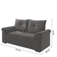 Conjunto De Sofá 2 E 3 Lugares Taurus Veludo Mamflex Cinza