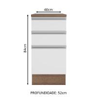 Balcão Glamy 40 cm 3 Gavetas Rustic e Branco Madesa - 3