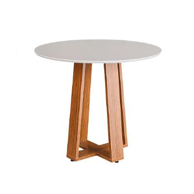 Mesa Sala de Jantar Athenas Redonda MDF 1 e 03m Off White e Madeirado